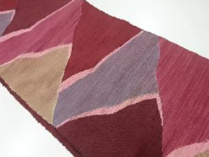 アンティーク　手織り紬抽象模様織出し名古屋帯